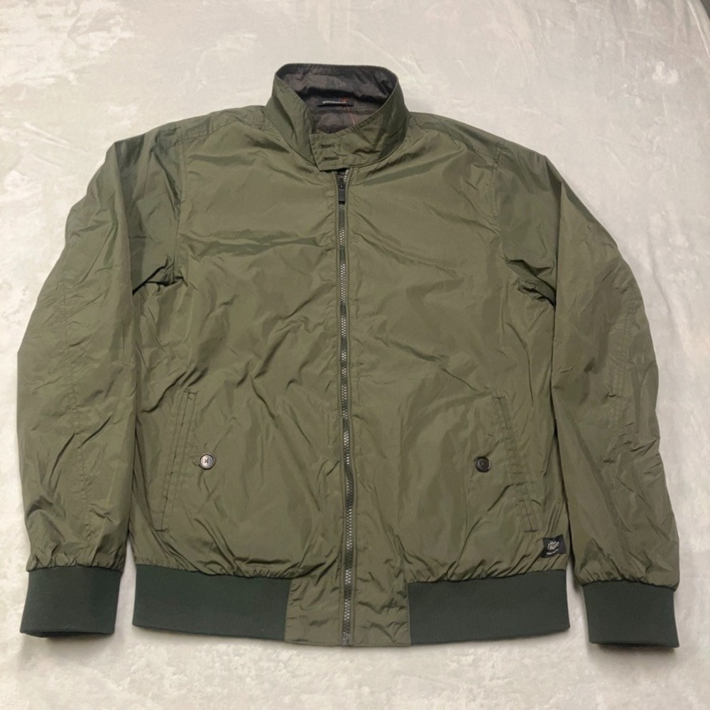 Scotch‎ & Soda Jacket Mens Large Bomber Windbreaker Reversible Green Floral Zip